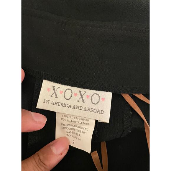 Juniors Midi Skirt Size 9 Black Lace Up Slit Stretch Grunge 90s Y2K READ - Picture 4 of 8